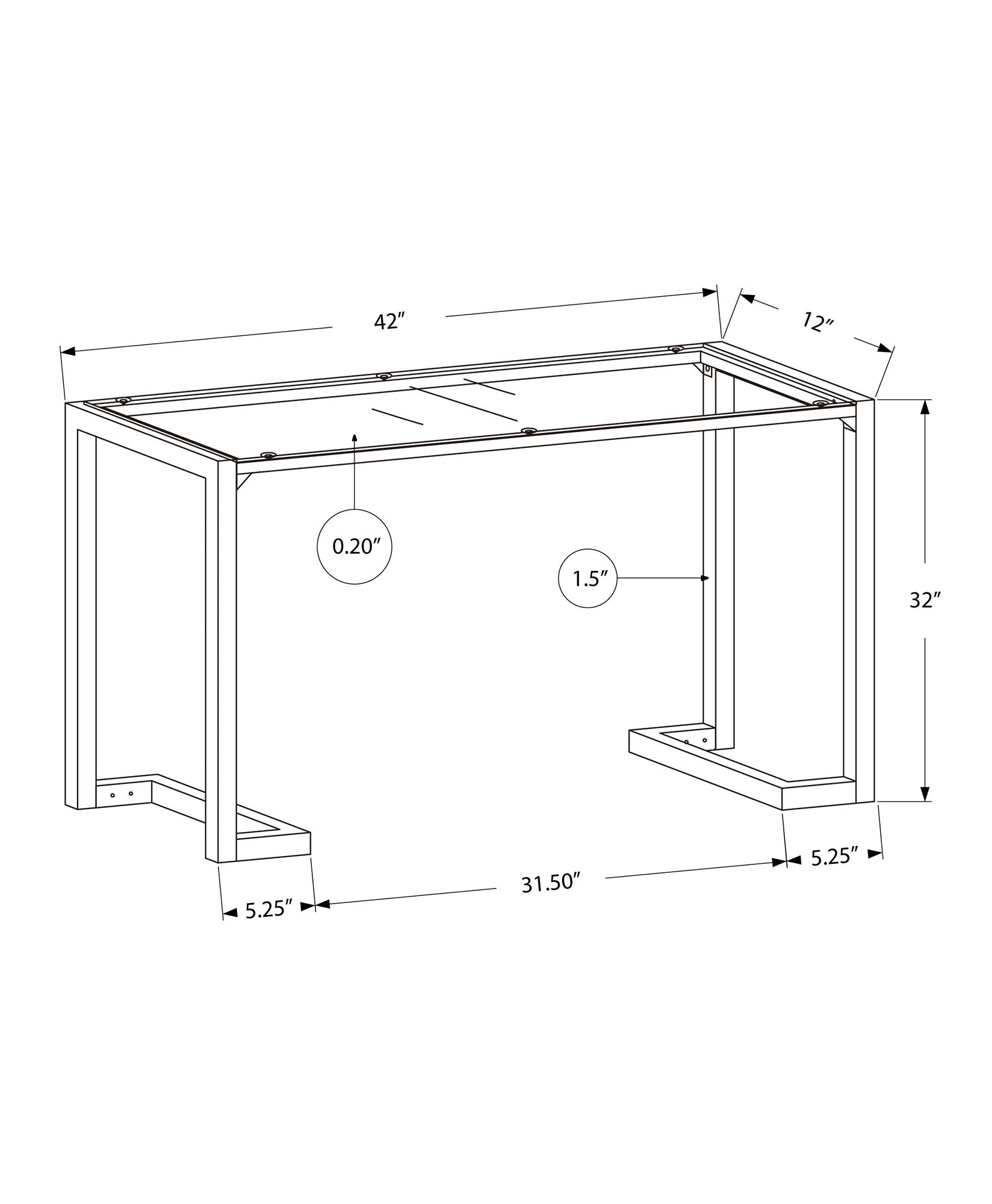 Accent Table - 42"L / Black / Tempered Glass Hall Console